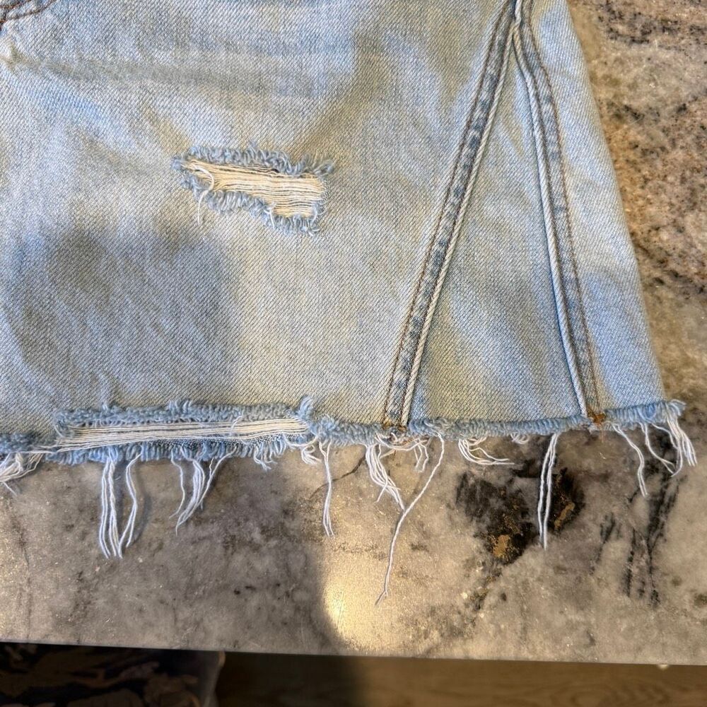 Free People We The Free Distressed Denim Mini Skirt Size 28 - Picture 9 of 10